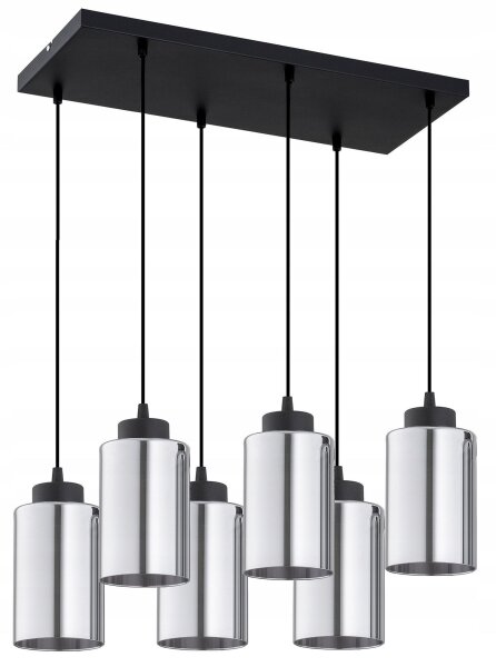 Pendelleuchte 6-flammig Silber E27 L:60 cm Modern