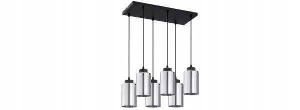 Pendelleuchte 6-flammig Silber E27 L:60 cm Modern