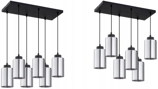 Pendelleuchte 6-flammig Silber E27 L:60 cm Modern
