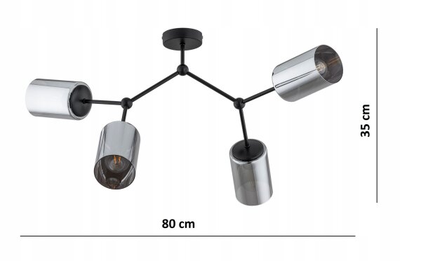Deckenleuchte 4-flammig Silber E27 L:80 cm Modern Leuchte