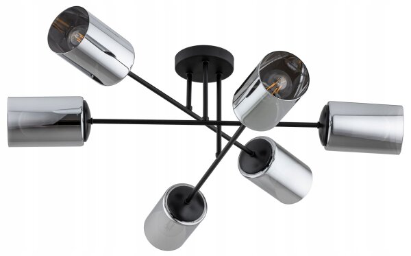 Deckenleuchte 6-flammig Silber E27 B:80 cm Modern Leuchte