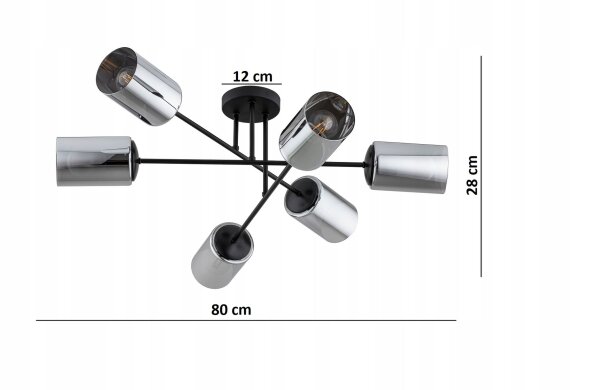 Deckenleuchte 6-flammig Silber E27 B:80 cm Modern Leuchte