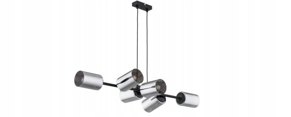Pendelleuchte 6-flammig Schwarz Silber E27 100 cm