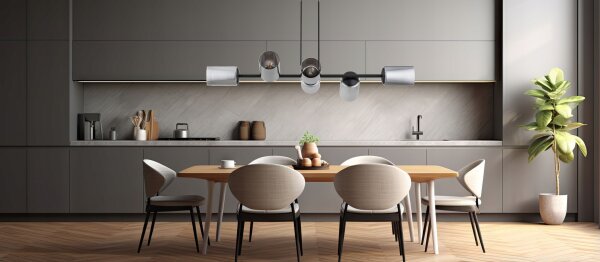 Pendelleuchte 6-flammig Schwarz Silber E27 100 cm