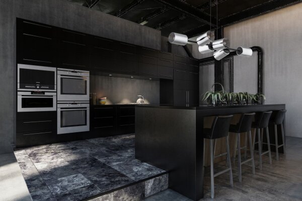 Pendelleuchte 6-flammig Schwarz Silber E27 100 cm