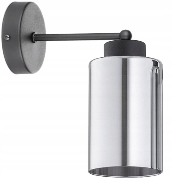 Wandleuchte mit Arm Schwarz Silber E27 T:15 cm Modern Leuchte