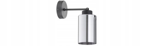 Wandleuchte mit Arm Schwarz Silber E27 T:15 cm Modern Leuchte