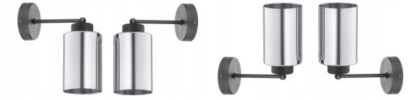 Wandleuchte mit Arm Schwarz Silber E27 T:15 cm Modern Leuchte