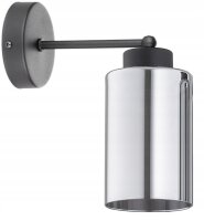 Wandleuchte mit Arm Schwarz Silber E27 T:15 cm Modern