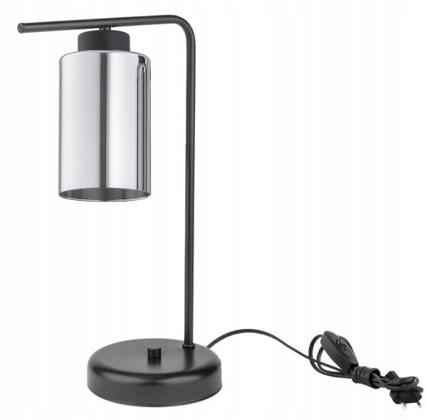 Tischleuchte Schwarz Silber E27 H:38 cm dekorativ Leuchte