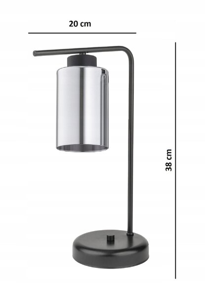 Tischleuchte Schwarz Silber E27 H:38 cm dekorativ Leuchte