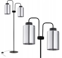 Stehleuchte 2-flammig Silber Metall E27 H:150 cm Modern