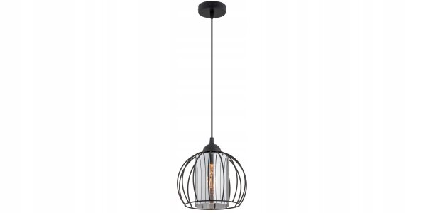 Pendelleuchte Glas Metall Draht Schwarz E27 B:18 cm