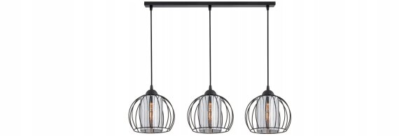 Pendelleuchte 3-flammig Glas Schwarz E27 L:70 cm Modern Leuchte