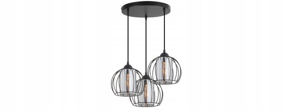 Pendelleuchte 3-flammig Glas Schwarz E27 B:40 cm Modern Leuchte