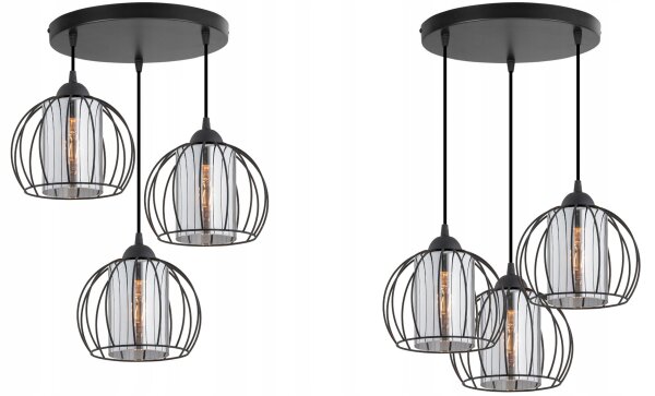Pendelleuchte 3-flammig Glas Schwarz E27 B:40 cm Modern Leuchte