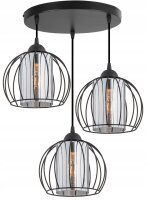 Pendelleuchte 3-flammig Glas Schwarz E27 B:40 cm Modern...