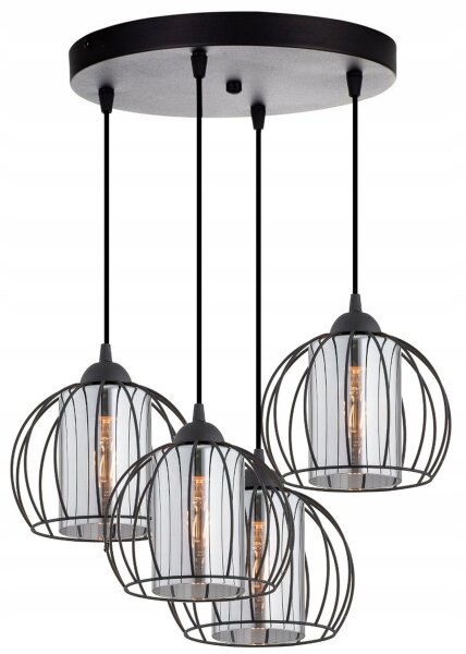 Pendelleuchte 3-flammig Glas Metall E27 Ø40 cm Schwarz Leuchte