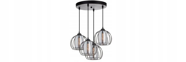 Pendelleuchte 3-flammig Glas Metall E27 Ø40 cm Schwarz Leuchte
