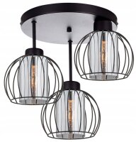 Deckenleuchte 3-flammig Glas Metall Schwarz E27 B:40 cm