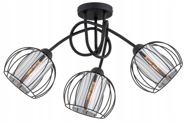 Deckenleuchte 3-flammig Metall Glas E27 B:50 cm Modern Leuchte