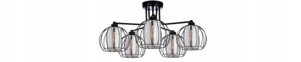Deckenleuchte 5-flammig Schwarz Glas Metall E27 B:70 cm Leuchte