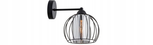 Wandlampe Glas Metall Draht Schwarz E27 T:22 cm Modern