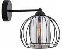 Wandlampe Glas Metall Draht Schwarz E27 T:22 cm Modern
