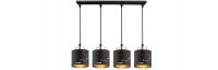 Pendelleuchte 4-flammig Schwarz Gold E27 L:70 cm Metall