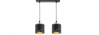 Pendelleuchte 2-flammig Schwarz Gold Metall E27 L:40 cm