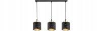 Pendelleuchte 3-flammig Metall Schwarz Gold E27 L:60 cm