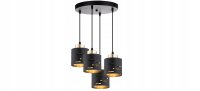 Pendelleuchte 4-flammig Schwarz Gold Metall E27 L:40 cm