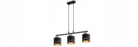 Pendelleuchte Schwarz Gold Metall 3-flammig E27 L:60 cm