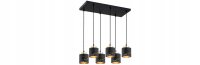 Pendelleuchte Metall Schwarz Gold E27 L:60 cm 6-flammig