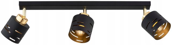 Deckenspot schwenkbar Metall Schwarz Gold E27 L:60 cm Leuchte