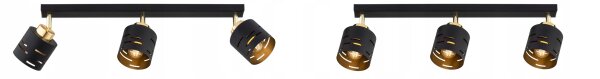 Deckenspot schwenkbar Metall Schwarz Gold E27 L:60 cm Leuchte