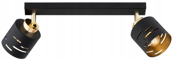 Deckenspot verstellbar Schwarz Gold Metall E27 L:40 cm Leuchte