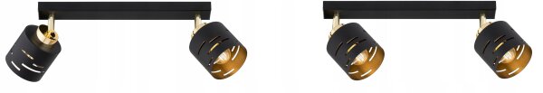 Deckenspot verstellbar Schwarz Gold Metall E27 L:40 cm Leuchte