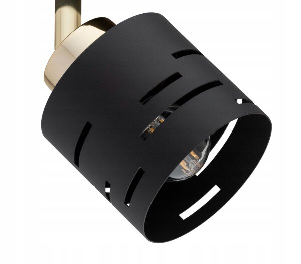 Deckenspot verstellbar Schwarz Gold Metall E27 L:40 cm Leuchte