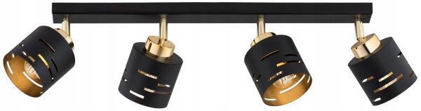 Deckenspot schwenkbar Metall Schwarz Gold E27 L:60 cm Leuchte