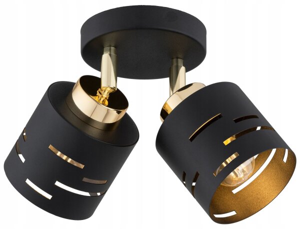 Deckenspot verstellbar Metall Schwarz Gold E27 L:15 cm Leuchte