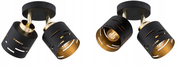 Deckenspot verstellbar Metall Schwarz Gold E27 L:15 cm Leuchte