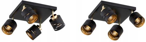 Deckenspot flexibel 4-flammig Schwarz Gold E27 L:30 cm Leuchte