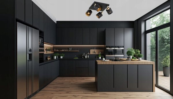 Deckenspot flexibel 4-flammig Schwarz Gold E27 L:30 cm Leuchte