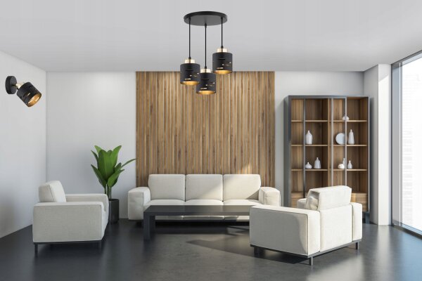 Wandleuchte flexibel Schwarz Gold E27 T:15 cm Metall Leuchte