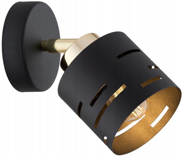 Wandleuchte flexibel Schwarz Gold E27 T:15 cm Metall