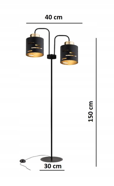 Stehlampe Metall Schwarz Gold E27 150 cm 2-flmg Modern