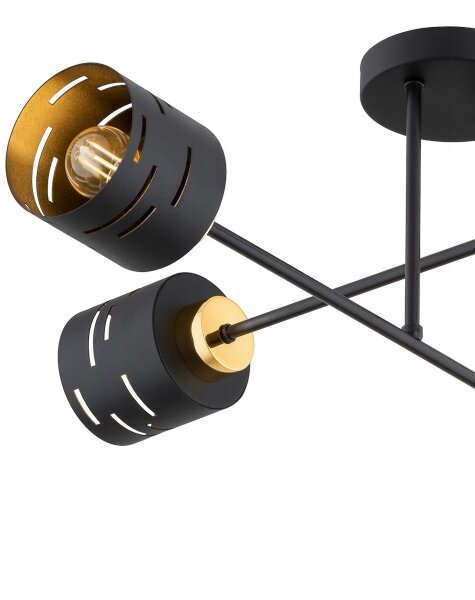 Deckenlampe 6-flammig Schwarz Gold E27 B:70 cm Modern Leuchte