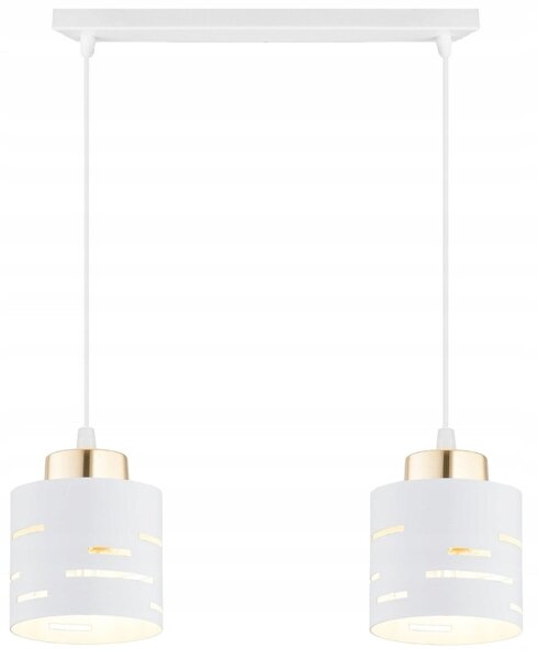 Pendelleuchte 2-flammig Metall Weiß Gold E27 L:40 cm Leuchte