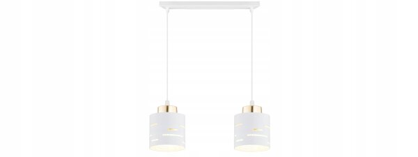 Pendelleuchte 2-flammig Metall Weiß Gold E27 L:40 cm Leuchte